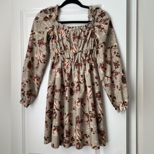 SHEIN Beige Floral Patterned Dress